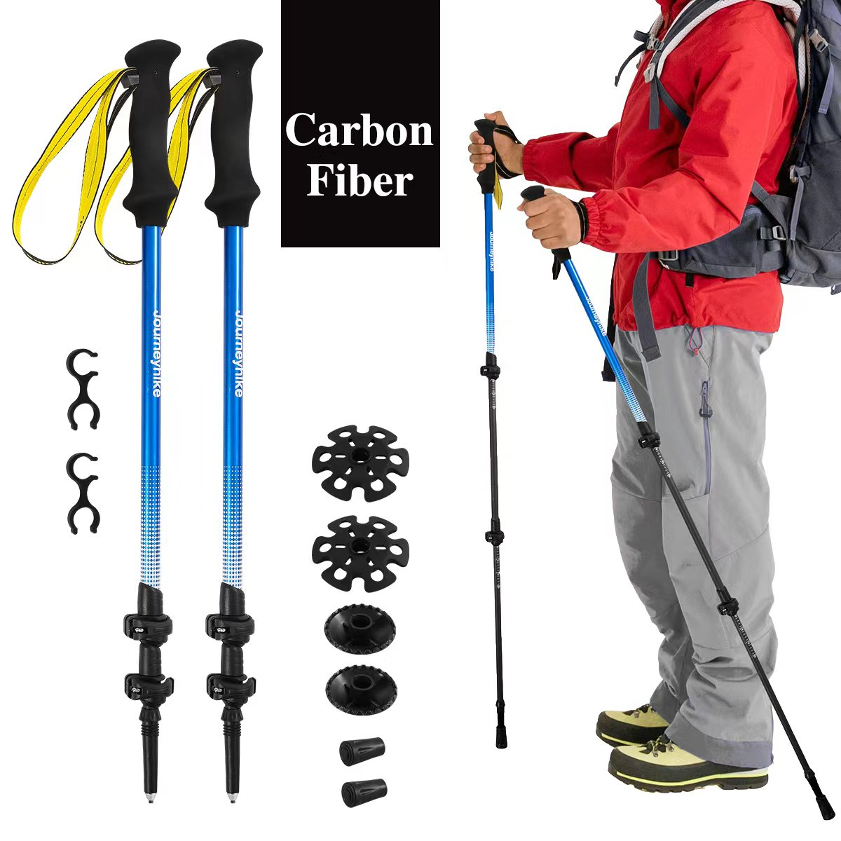 Trekking Pole Carbon - Yellow 3K Carbon Fiber Trekking Pole,
