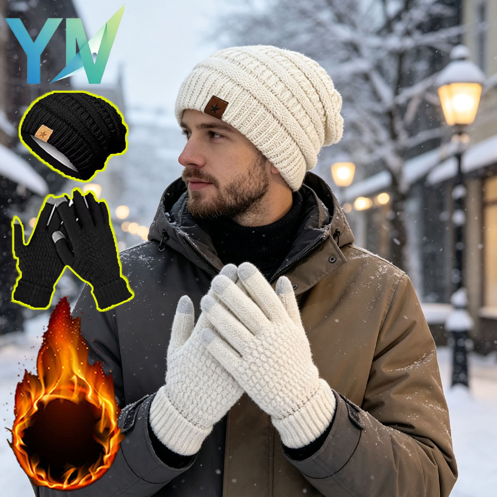 Running Gear In Winter - 1-5PCS Winter Hat Gloves Set Fleece