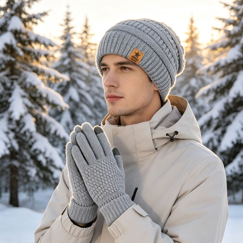 1-5PCS Winter Hat Gloves Set F - Running Gear In Winter recension och pris